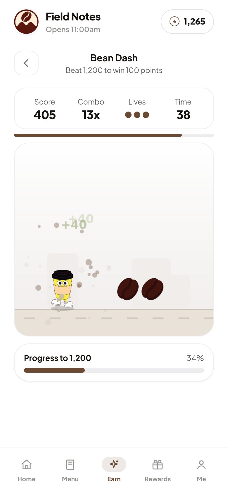 The game themed for a coffee shop, in that restaurant's colors