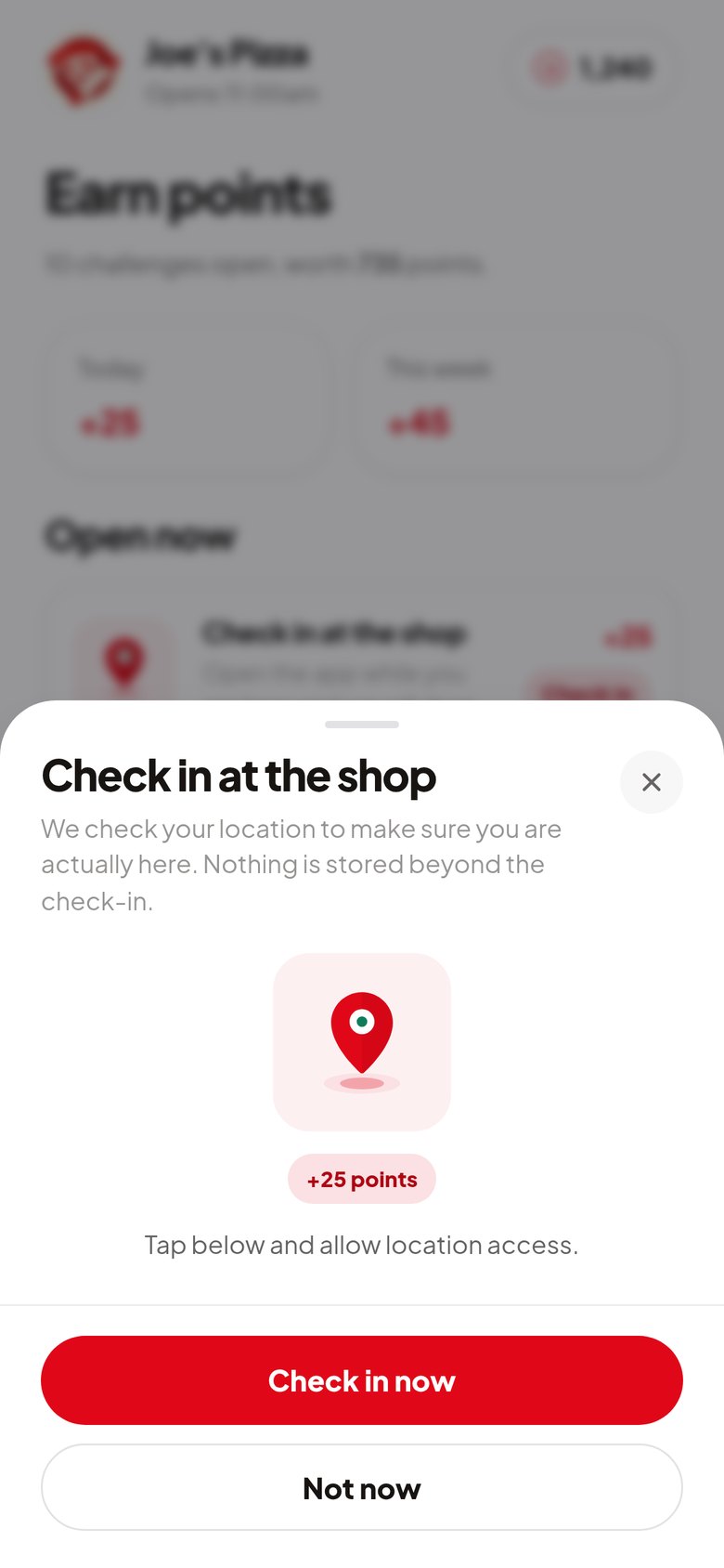 Check-in sheet